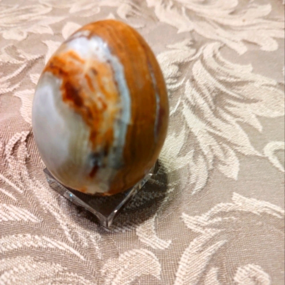 🥚Vintage Gorgeous (Reduced-Flawed) Decorative Polished Marble Egg with Stand - Picture 4 of 6